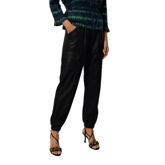 Melissa Nepton Malo Pants Faux Leather Cargo Joggers NWT $205 Small Black - Picture 2 of 7